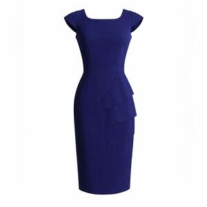 💙 Calvin Klein Lined Sheath Dress – Size 4 (Midnight Blue)